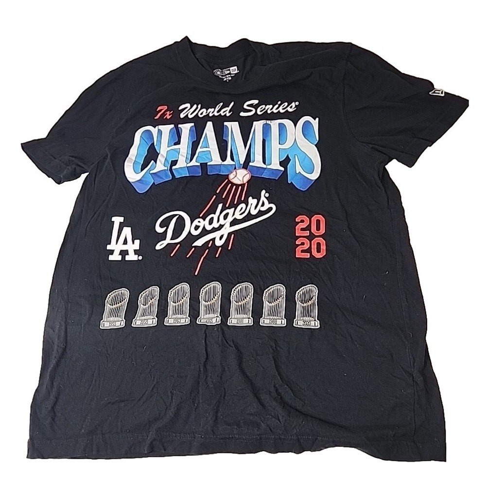 New Era LA Dodgers 2020 7x World Series‎ Champs Black T Shirt Mens Medium